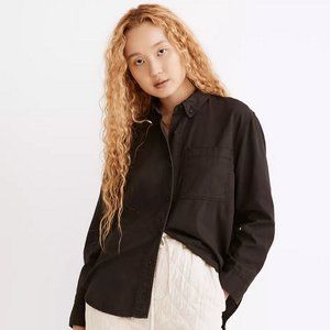 Madewell NWT Black Denim Oversized Boyfriend Shirt in Lunar Wash